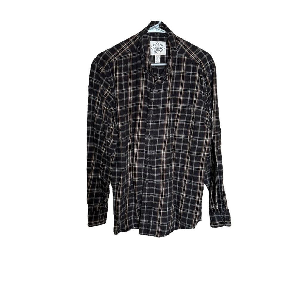St John’s Bay Brown Long Sleeve Button Down Shirt Large